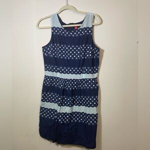 Izod‎ Dress Sleeveless Women's Sheath Size 6 Lined 100% Cotton Blue Back Zipper